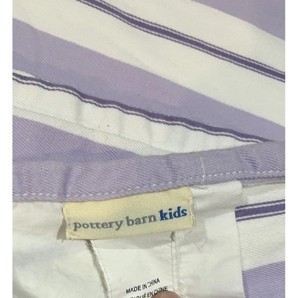 Pottery Barns Kids Spring Stripe Purple‎ White 2 Panels Curtain Lined 42x90